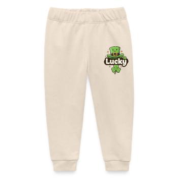 Lucky Leprechaun Hat Cartoon - Baby Organic Sweatpants by Stanley/Stella - soft Ecru - Front