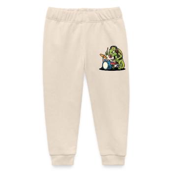 Chamäleon-Schlagzeuger Rockmusik-Maskottchen-Zeichentrick - Baby Organic Jogginghose Baby Tumbler von Stanley/Stella - Natur - Vorne