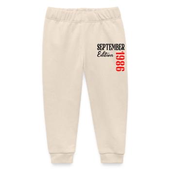 40th birthday September 1986 - Baby Organic Sweatpants by Stanley/Stella - soft Ecru - Front