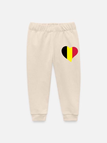 Belgian heart - Baby Organic Sweatpants by Stanley/Stella - soft Ecru