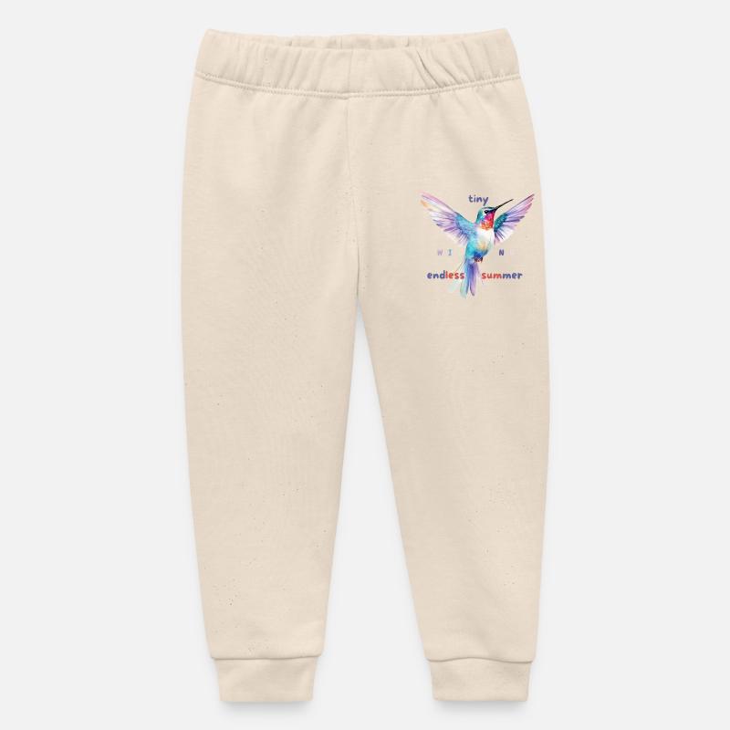 Aquarelle Colibri Design d’été - Pantalon de jogging bébé bio Stanley/Stella - écru doux