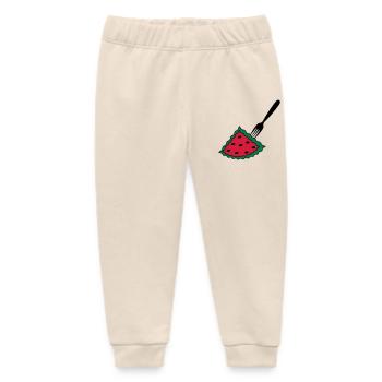 Melon with fork - Baby Organic Sweatpants by Stanley/Stella - soft Ecru - Front