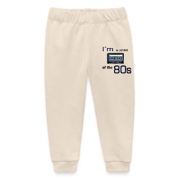 I'm a child of the eighties cassette tape - Baby Organic Sweatpants by Stanley/Stella - soft Ecru - Front