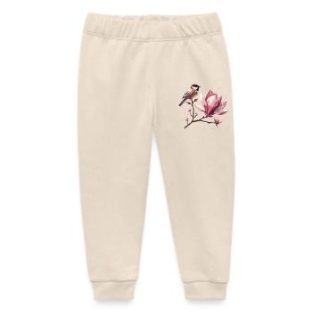 Bird on Magnolia Branch – Harmonic Composition - Baby Organic Sweatpants by Stanley/Stella - soft Ecru - Front
