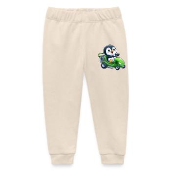 Cute Penguin Lawn Mower Horticulture - Baby Organic Sweatpants by Stanley/Stella - soft Ecru - Front