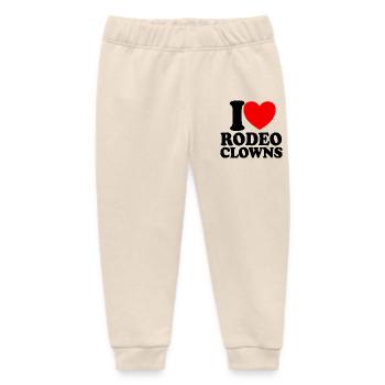 I Love Rodeo Clowns, Red Heart Rodeo Clowns - Baby Organic Sweatpants by Stanley/Stella - soft Ecru - Front