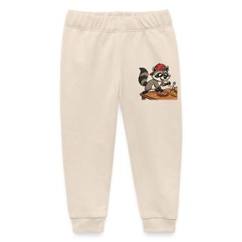 French Fries Thief: Funny Racoon Motif Kids - Baby Organic Sweatpants by Stanley/Stella - soft Ecru - Front