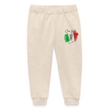 Leaning Tower on Italian Flag Brush - Baby Organic Sweatpants by Stanley/Stella - soft Ecru - Front