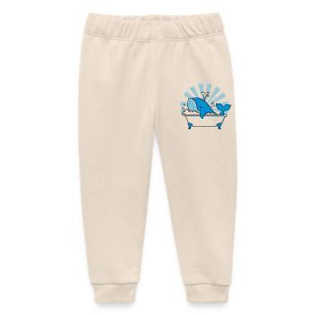 Whale in the Bathtub – Funny Ocean Design - Baby Organic Sweatpants by Stanley/Stella - soft Ecru - Front