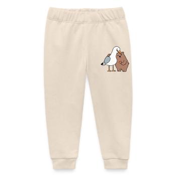 North Sea Seagull Brown Bear Friendship Love Lean - Baby Organic Sweatpants by Stanley/Stella - soft Ecru - Front