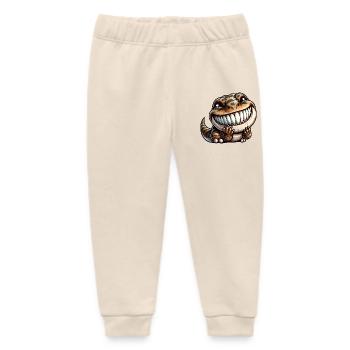 Cute Shy T-Rex Dinosaur Cartoon - Baby Organic Sweatpants by Stanley/Stella - soft Ecru - Front