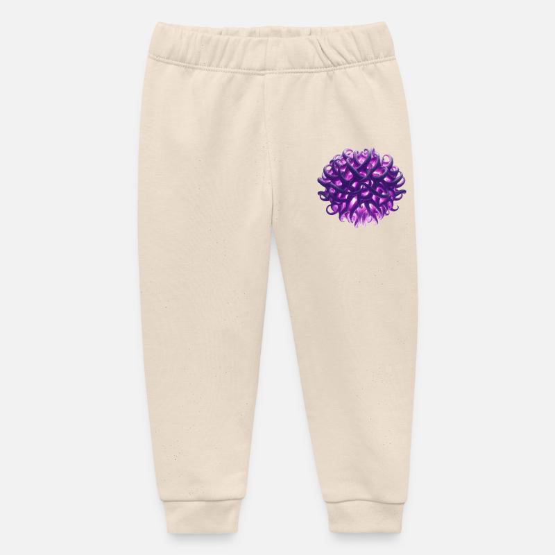 boule de tentacule violette - Pantalon de jogging bébé bio Stanley/Stella - écru doux