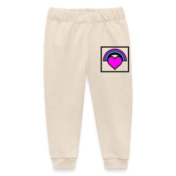 Graphique de cadre en forme de cœur arc-en-ciel - Pantalon de jogging bébé bio Stanley/Stella - écru doux - Devant