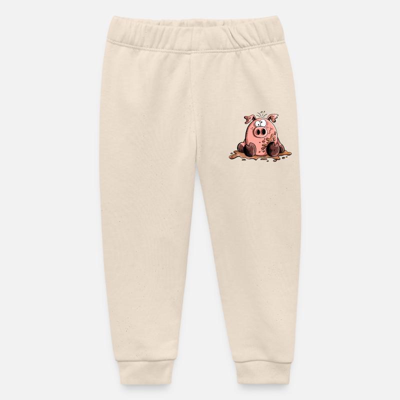 Cochon dans la boue - Cochons - Cadeau - Pantalon de jogging bébé bio Stanley/Stella - écru doux
