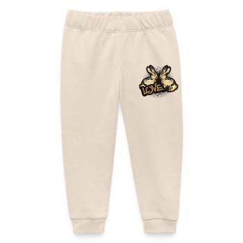 zwei goldfarbene Kaninchen koloriert im Chrom Look - Baby Organic Jogginghose Baby Tumbler von Stanley/Stella - Natur - Vorne