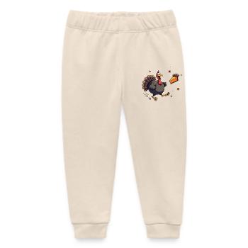 Thanksgiving Funny Thanksgiving Turkey - Baby Organic Sweatpants by Stanley/Stella - soft Ecru - Front