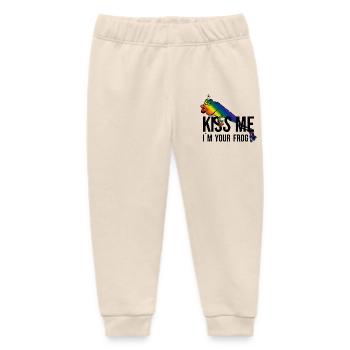 Frog - Princess - Kiss -Kiss me - Baby Organic Sweatpants by Stanley/Stella - soft Ecru - Front