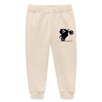 Motorcycle Biker Symbol Wheelie Racing Motocross - Baby Organic Sweatpants by Stanley/Stella - soft Ecru - Front