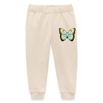 hand-drawn gold shimmering butterfly - Baby Organic Sweatpants by Stanley/Stella - soft Ecru - Front