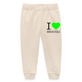 I LOVE BROCCOLI Broccoli Vegetables - Baby Organic Sweatpants by Stanley/Stella - soft Ecru - Front