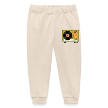 Retro Turntable Vintage Vinyl Record Player - Baby Organic Sweatpants by Stanley/Stella - soft Ecru - Front
