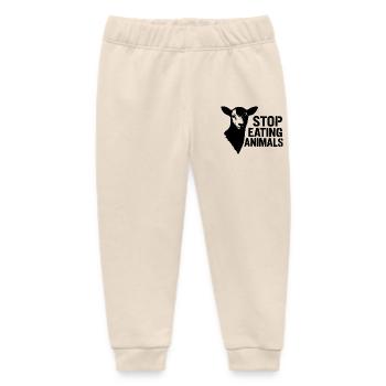 Alpaca Stop Eating Animals - Baby Organic Sweatpants by Stanley/Stella - soft Ecru - Front