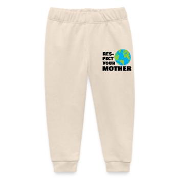 Respect Your Mother Earth Globe Eco Awareness Art - Baby Organic Sweatpants by Stanley/Stella - soft Ecru - Front
