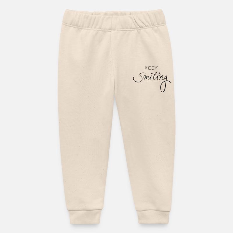 keep smiling - Baby Organic Sweatpants by Stanley/Stella - soft Ecru