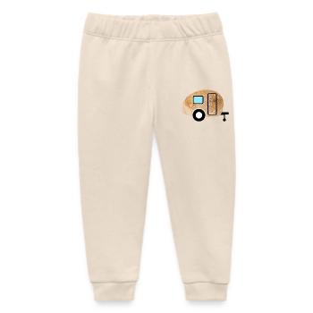 Caravan Wood Grain Retro Nature Caravan Fan - Baby Organic Sweatpants by Stanley/Stella - soft Ecru - Front