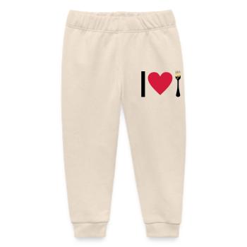 I love Pasta - Baby Organic Sweatpants by Stanley/Stella - soft Ecru - Front