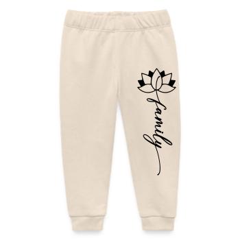 Family Family Word Flower - Baby Organic Sweatpants by Stanley/Stella - soft Ecru - Front