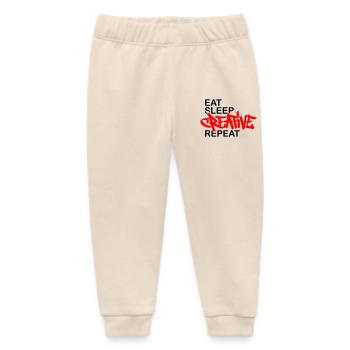 Eat Sleep Creative Repeat - Baby Organic Sweatpants by Stanley/Stella - soft Ecru - Front