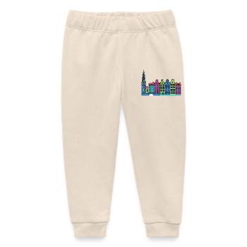 Amsterdam City Skyline Canal Houses Line Art - Baby Organic Sweatpants by Stanley/Stella - soft Ecru - Front