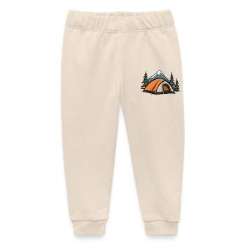 Camping Tent Outdoor - Baby Organic Sweatpants by Stanley/Stella - soft Ecru - Front