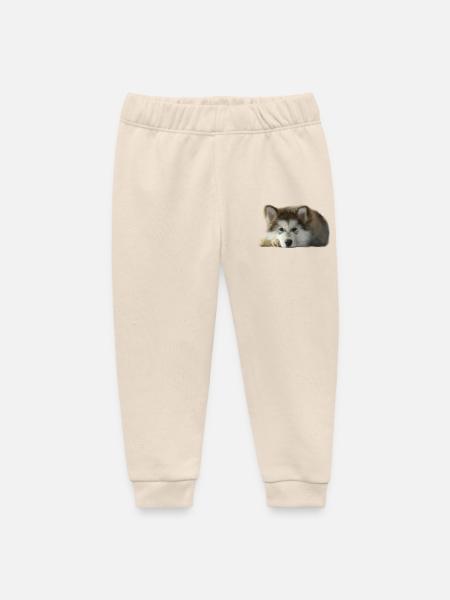 Maia Malamute Puppy - Baby Organic Sweatpants by Stanley/Stella - soft Ecru
