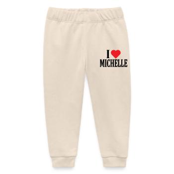 t-shirt name I love Michelle t-shirt gift idea - Baby Organic Sweatpants by Stanley/Stella - soft Ecru - Front