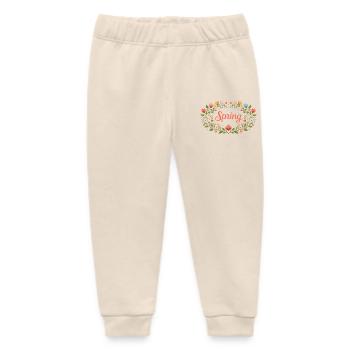 Spring lettering in floral spring wreath - Baby Organic Sweatpants by Stanley/Stella - soft Ecru - Front