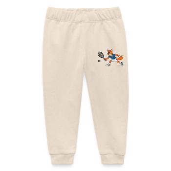 Fox Jannik Mascot playing tennis  - Baby Organic Sweatpants by Stanley/Stella - soft Ecru - Front