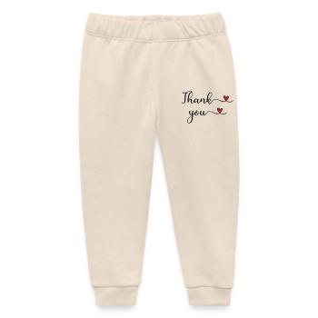 Thank you Heart Typography Gift - Baby Organic Sweatpants by Stanley/Stella - soft Ecru - Front