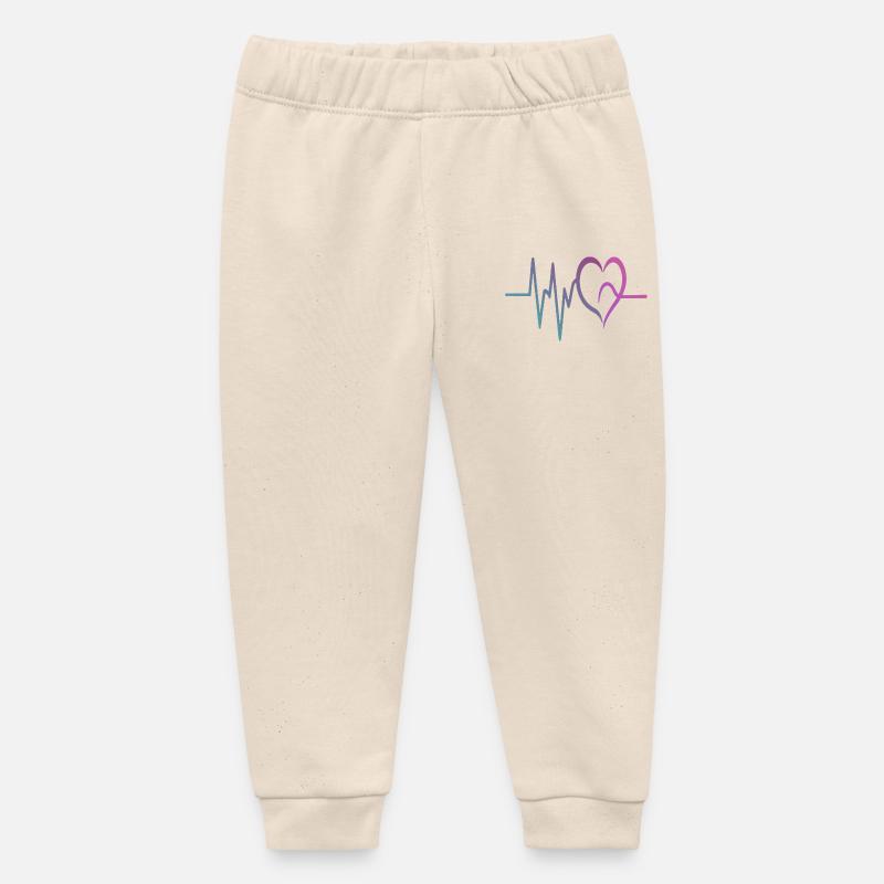 Cœur ECG à gradient - Pantalon de jogging bébé bio Stanley/Stella - écru doux