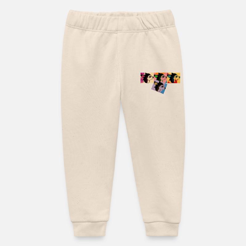 Portrait canin coloré de style pop art - Pantalon de jogging bébé bio Stanley/Stella - écru doux