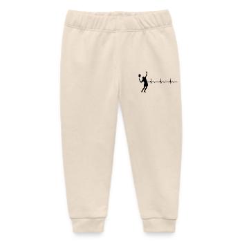 Tennis Player Tennis ECG Heartbeat - Baby Organic Sweatpants by Stanley/Stella - soft Ecru - Front