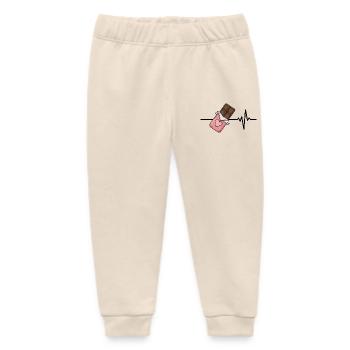 Chocolate is my life, heartbeat, chocolate love - Baby Organic Sweatpants by Stanley/Stella - soft Ecru - Front
