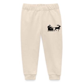 Santa Sleigh Silhouette - Baby Organic Sweatpants by Stanley/Stella - soft Ecru - Front