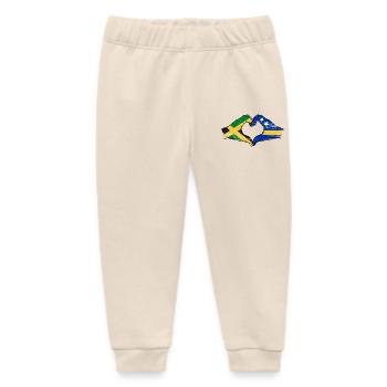 Jamaica Curacao flag hands heart shape used - Baby Organic Sweatpants by Stanley/Stella - soft Ecru - Front
