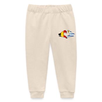 Belgium Uruguay flag hands heart shape used - Baby Organic Sweatpants by Stanley/Stella - soft Ecru - Front