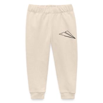 Paper Airplane Sketch Minimalist Line Art - Baby Organic Sweatpants by Stanley/Stella - soft Ecru - Front