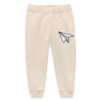Lightness and freedom paper airplane - Baby Organic Sweatpants by Stanley/Stella - soft Ecru - Front
