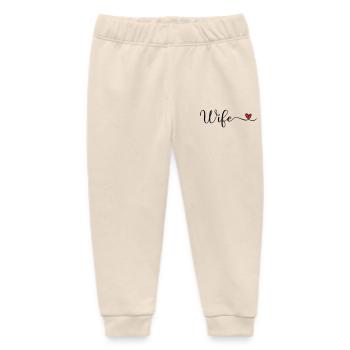 Wife Heart Typography - Baby Organic Sweatpants by Stanley/Stella - soft Ecru - Front