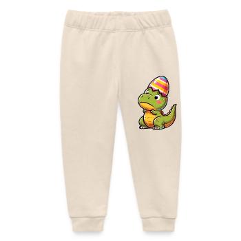 Easter T-Rex in Eggshell, Clumsy - Baby Organic Sweatpants by Stanley/Stella - soft Ecru - Front